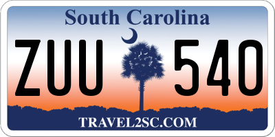 SC license plate ZUU540