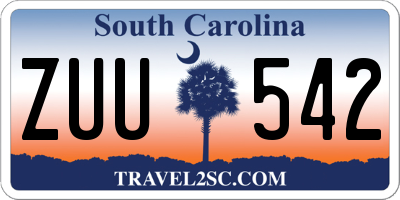 SC license plate ZUU542