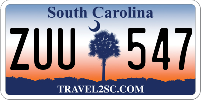 SC license plate ZUU547