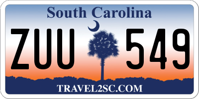 SC license plate ZUU549