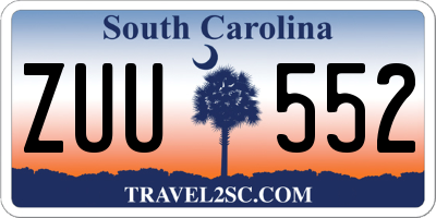 SC license plate ZUU552
