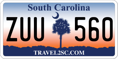 SC license plate ZUU560