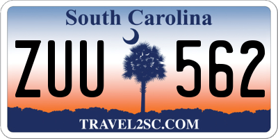 SC license plate ZUU562