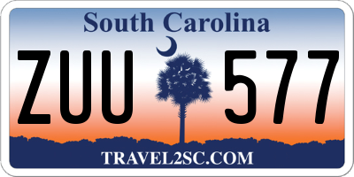 SC license plate ZUU577