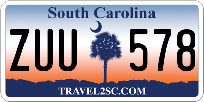 SC license plate ZUU578