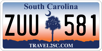 SC license plate ZUU581