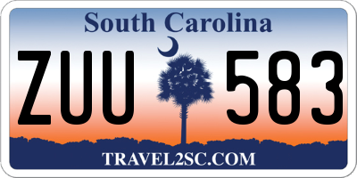 SC license plate ZUU583