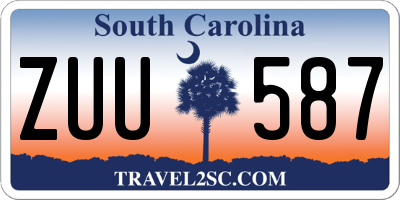 SC license plate ZUU587