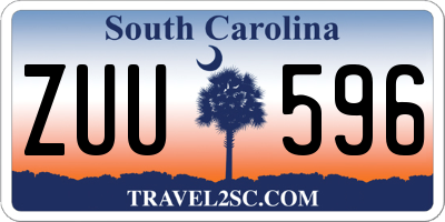 SC license plate ZUU596
