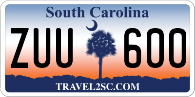 SC license plate ZUU600