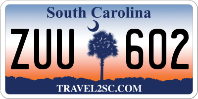 SC license plate ZUU602