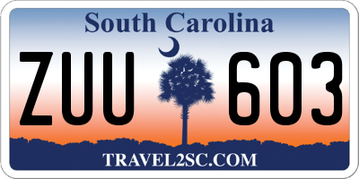 SC license plate ZUU603