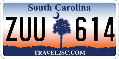 SC license plate ZUU614