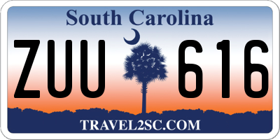 SC license plate ZUU616