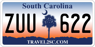 SC license plate ZUU622
