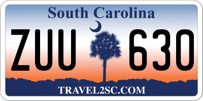SC license plate ZUU630