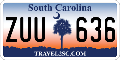 SC license plate ZUU636