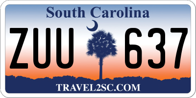 SC license plate ZUU637