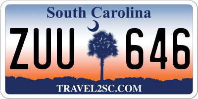 SC license plate ZUU646