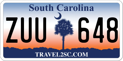 SC license plate ZUU648