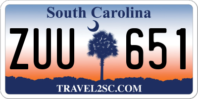 SC license plate ZUU651