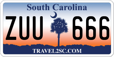 SC license plate ZUU666