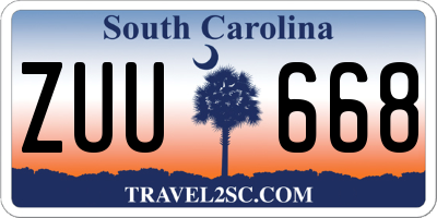 SC license plate ZUU668