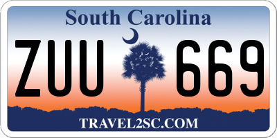 SC license plate ZUU669