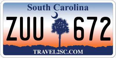 SC license plate ZUU672