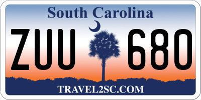 SC license plate ZUU680