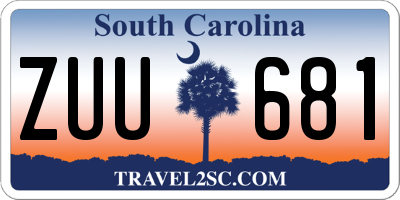 SC license plate ZUU681
