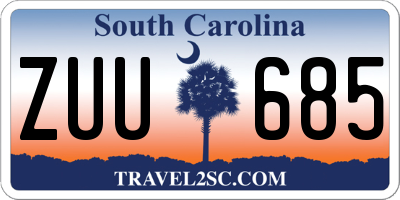 SC license plate ZUU685