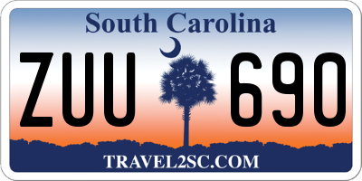 SC license plate ZUU690