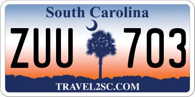 SC license plate ZUU703