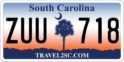 SC license plate ZUU718