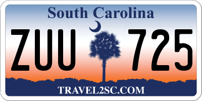 SC license plate ZUU725