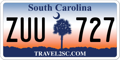 SC license plate ZUU727