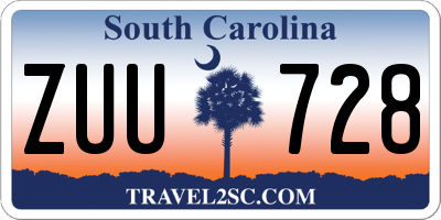 SC license plate ZUU728