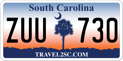 SC license plate ZUU730