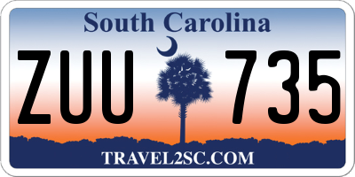 SC license plate ZUU735