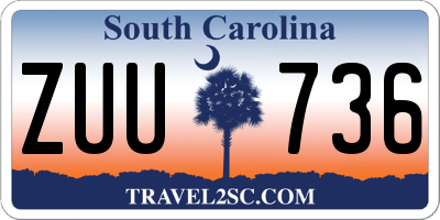 SC license plate ZUU736