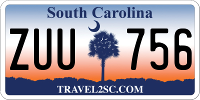 SC license plate ZUU756