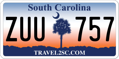 SC license plate ZUU757