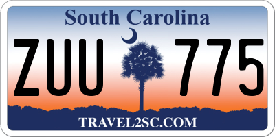 SC license plate ZUU775