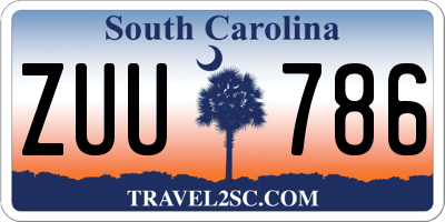 SC license plate ZUU786