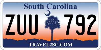 SC license plate ZUU792