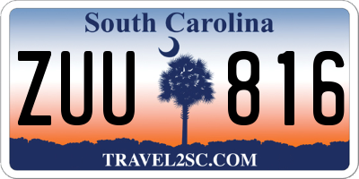 SC license plate ZUU816
