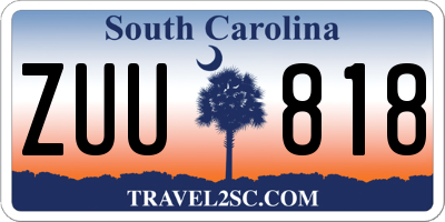 SC license plate ZUU818