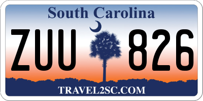 SC license plate ZUU826