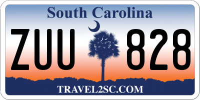 SC license plate ZUU828